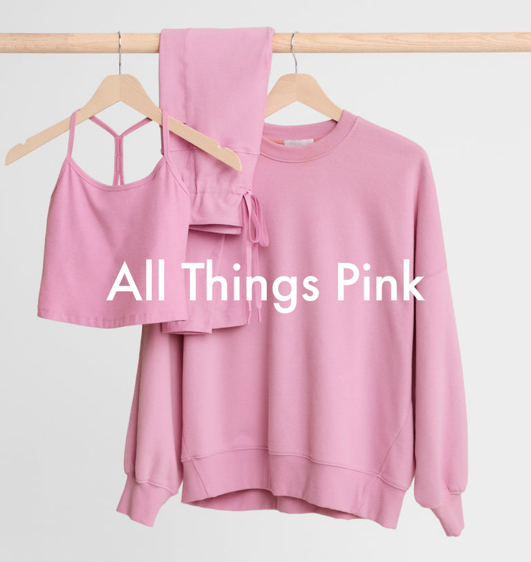 pink haze heather cropped tank, pink haze heather legging, pink haze heather pullover.